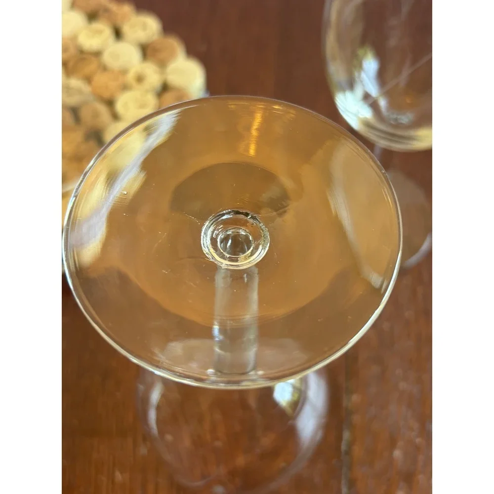 Vintage Etched Clear Glass Wine Goblets Set of‎ 4 Floral Wheat Pattern 7 Inch